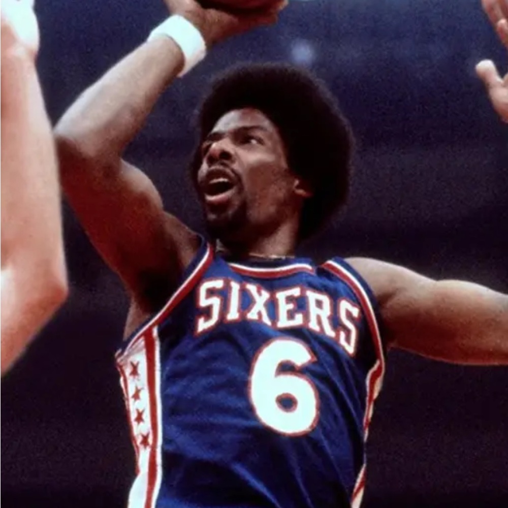 76ers Mitchell & Ness Blue Erving Jersey & Hat